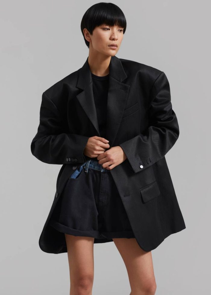 Black The Frankie Shop Women Outerwear Blair Linen Blazer - Black