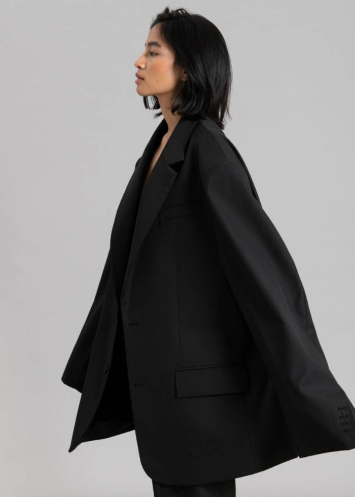 Black The Frankie Shop Women Outerwear Dee Maxi Oversized Blazer - Black