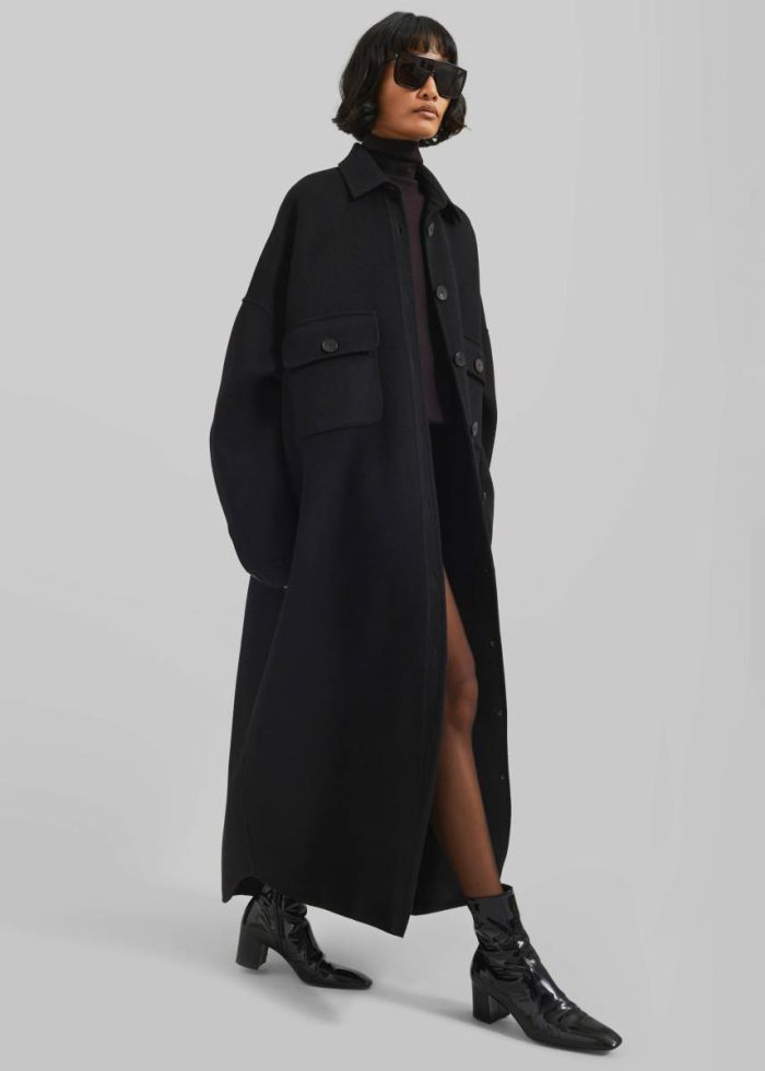 Black Women Outerwear Dallas Wool Overcoat - Black The Frankie Shop