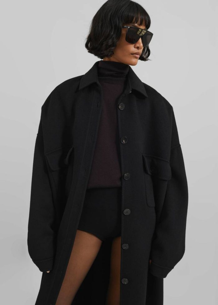 Black Women Outerwear Dallas Wool Overcoat - Black The Frankie Shop
