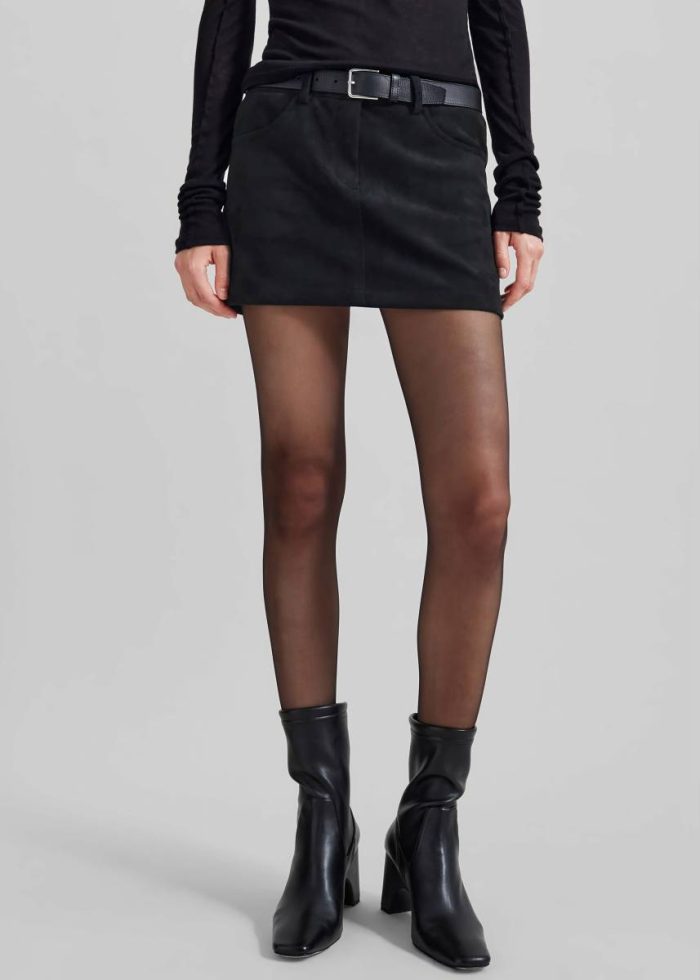 Black Women Peoria Faux Suede Mini Skirt - Black The Frankie Shop Bottoms