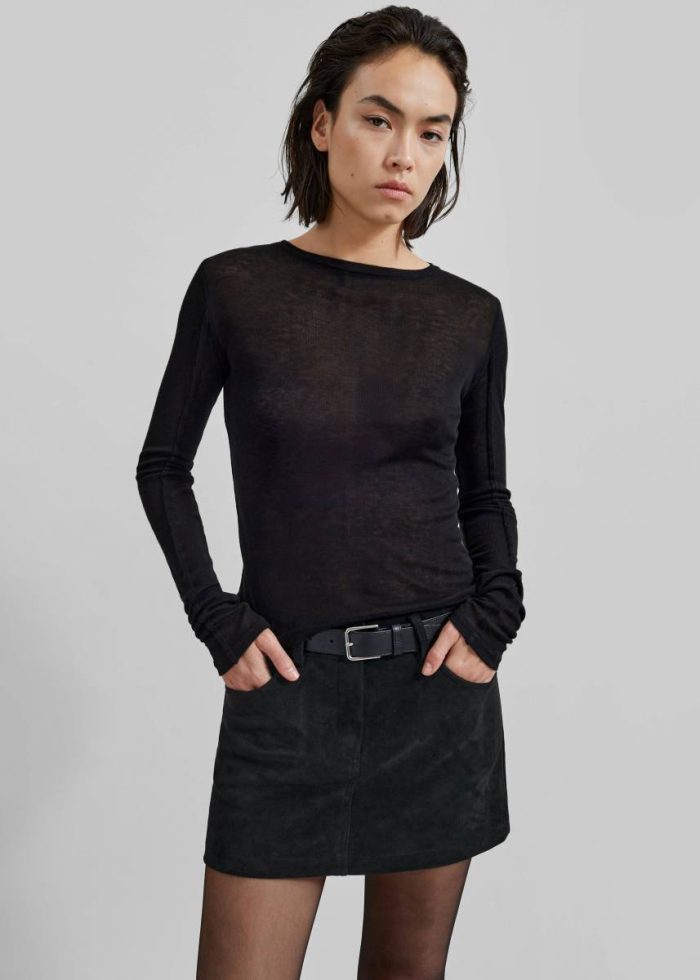 Black Women Peoria Faux Suede Mini Skirt - Black The Frankie Shop Bottoms