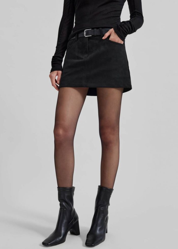 Black Women Peoria Faux Suede Mini Skirt - Black The Frankie Shop Bottoms