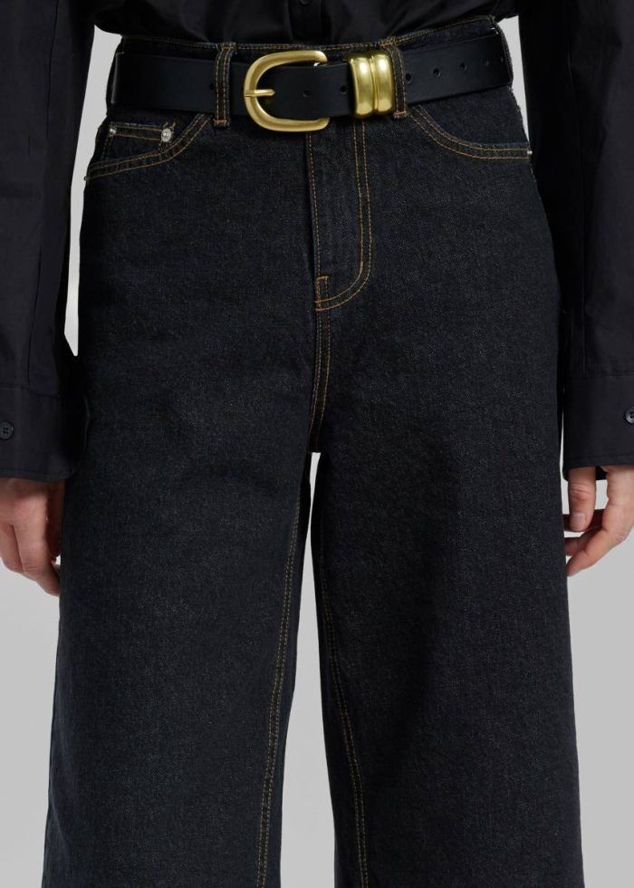 Black Women The Frankie Shop Bottoms Mari Denim Bermuda Shorts - Black Wash