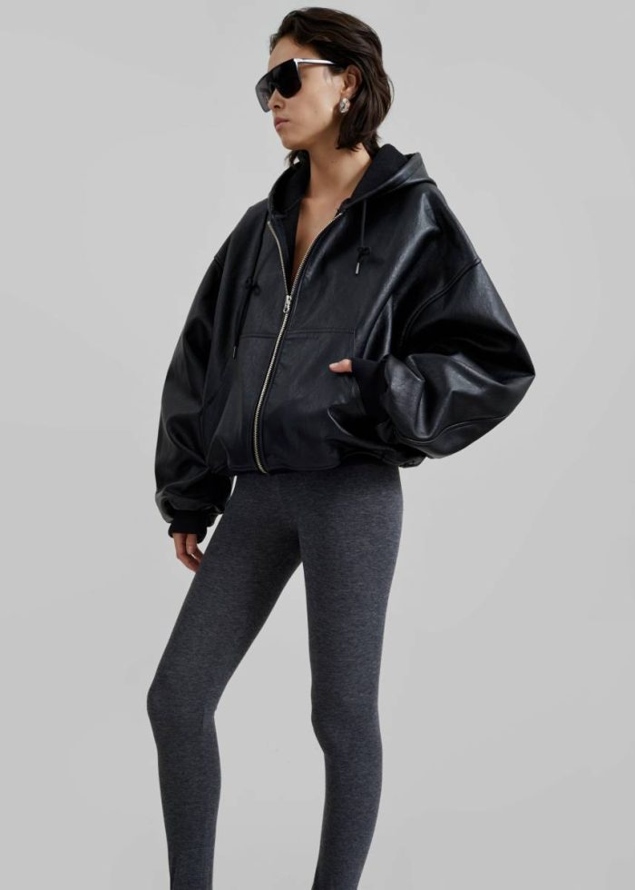 Black Women The Frankie Shop Outerwear Santiago Faux Leather Jacket - Black