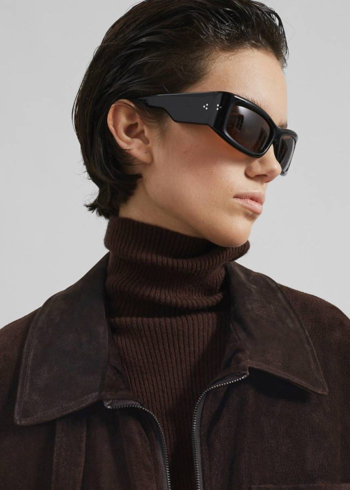 Black Women The Frankie Shop Sunglasses Port Tanger Hads Sunglasses - Black Acetate/Tobacco Lens