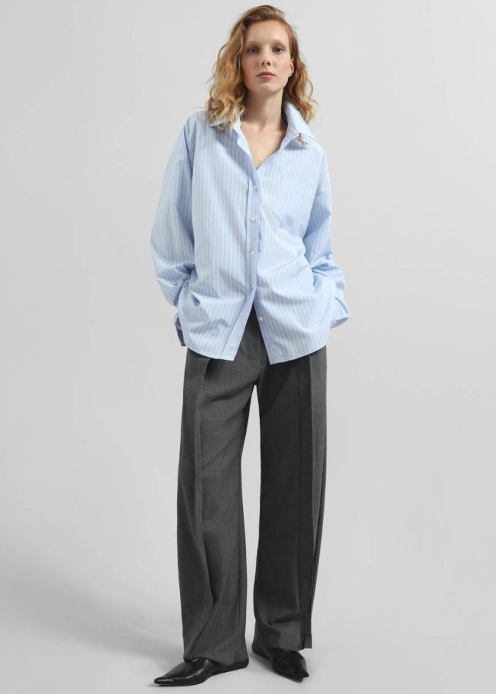 Blue Lanthe Striped Oversized Shirt - Light Blue The Frankie Shop Women Tops