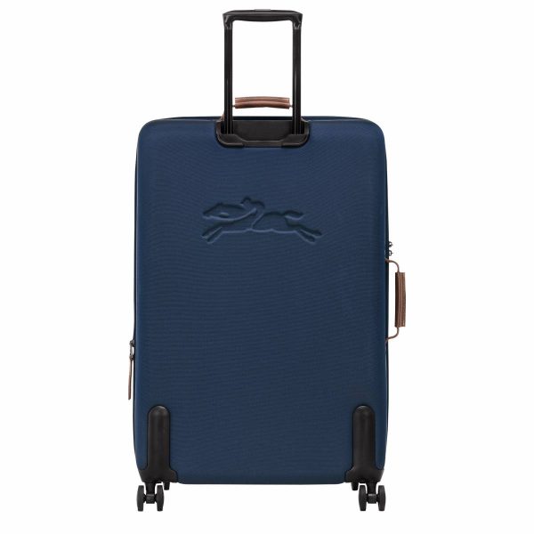 Blue Longchamp Boxford Xl Suitcase Blue - Recycled Canvas Suitcases Women