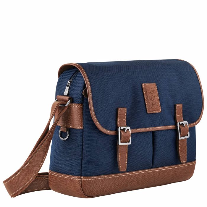 Blue Men Longchamp Crossbody Bags Boxford L Crossbody Bag Blue - Recycled Canvas