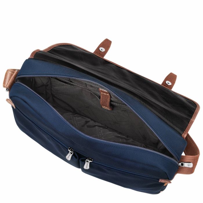 Blue Men Longchamp Crossbody Bags Boxford L Crossbody Bag Blue - Recycled Canvas