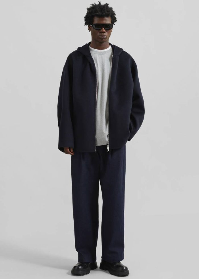 Blue Men Stephen Pleated Denim Trousers - Navy The Frankie Shop Bottoms