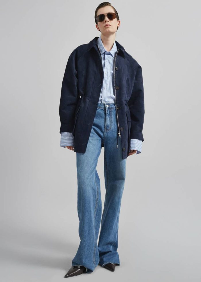 Blue Outerwear Women Kensal Suede Field Jacket - Navy The Frankie Shop
