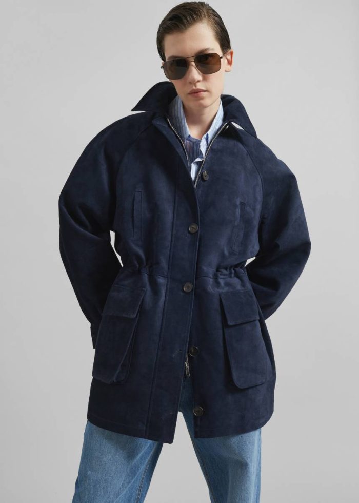 Blue Outerwear Women Kensal Suede Field Jacket - Navy The Frankie Shop