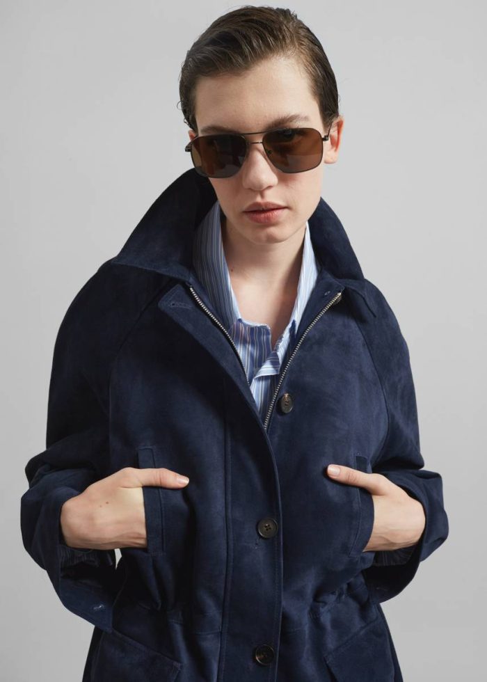 Blue Outerwear Women Kensal Suede Field Jacket - Navy The Frankie Shop