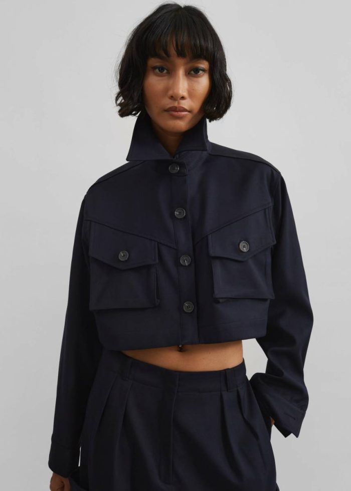 Blue The Frankie Shop Outerwear Women Kiora Cropped Jacket - Navy