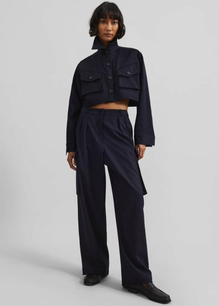 Blue The Frankie Shop Outerwear Women Kiora Cropped Jacket - Navy