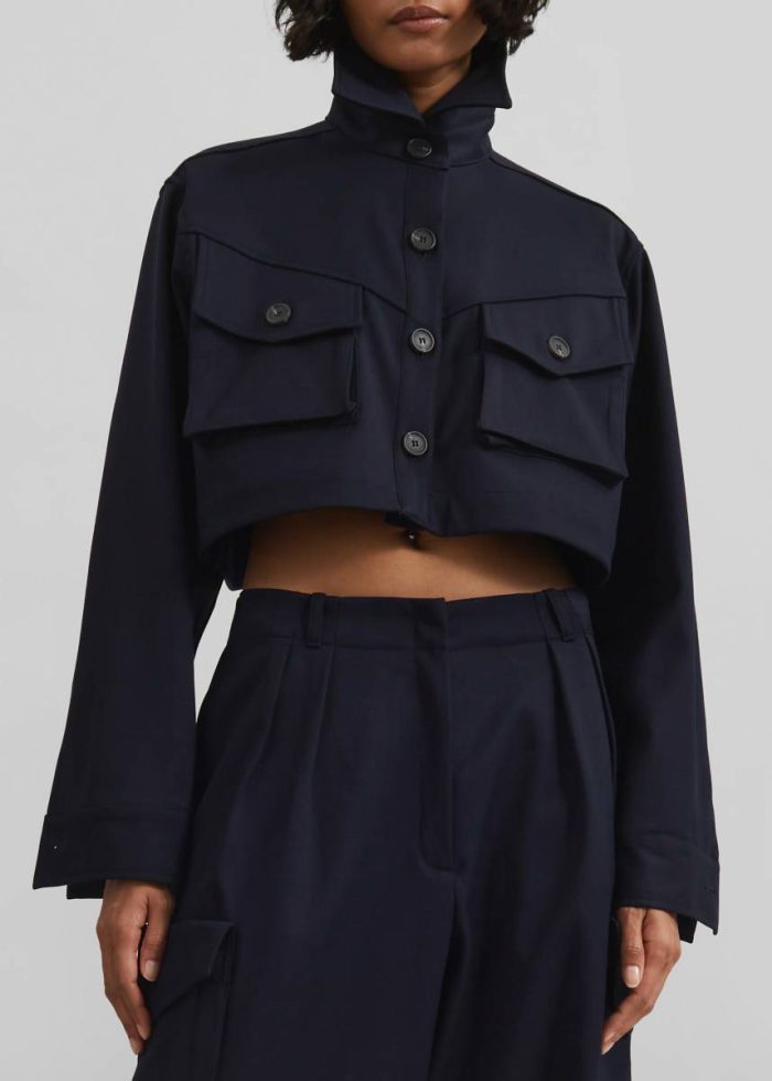 Blue The Frankie Shop Outerwear Women Kiora Cropped Jacket - Navy