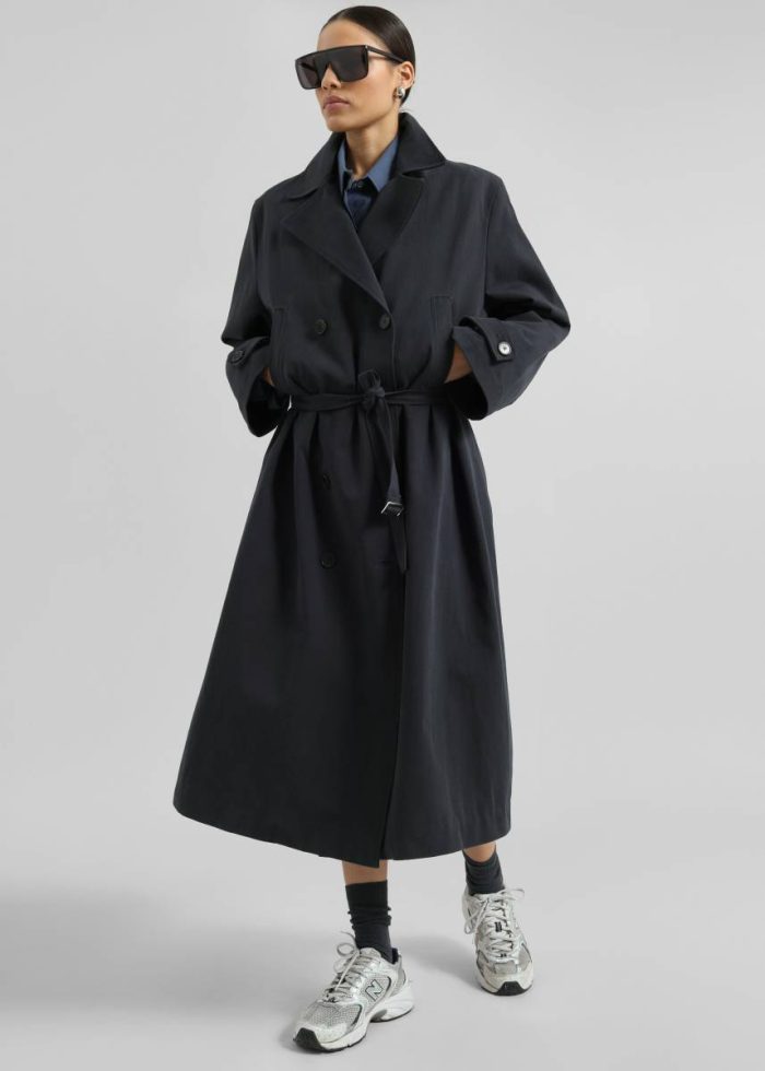Blue Women Pello Trench Coat - Navy Outerwear The Frankie Shop