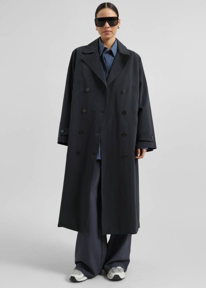 Blue Women Pello Trench Coat - Navy Outerwear The Frankie Shop