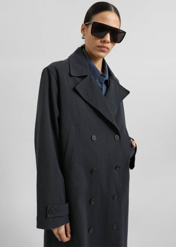 Blue Women Pello Trench Coat - Navy Outerwear The Frankie Shop