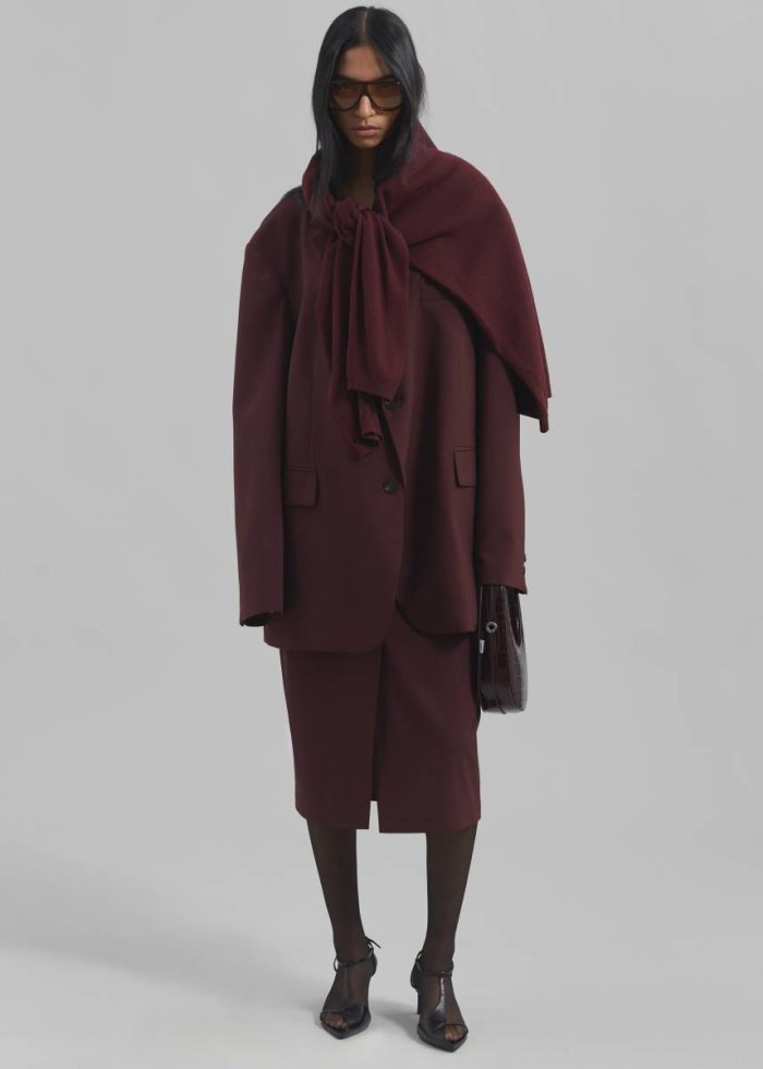 Bottoms Brooklyn Midi Skirt - Burgundy Women The Frankie Shop Red