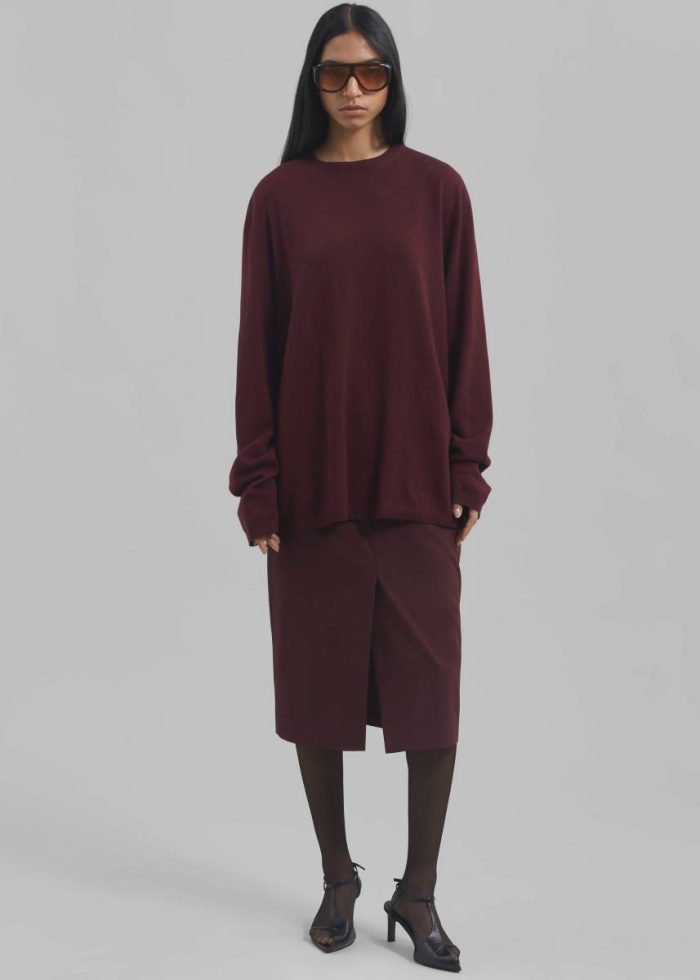 Bottoms Brooklyn Midi Skirt - Burgundy Women The Frankie Shop Red