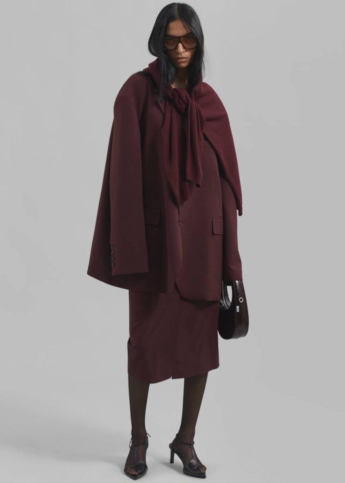 Bottoms Brooklyn Midi Skirt - Burgundy Women The Frankie Shop Red