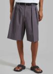 Bottoms Grey Dash Pleated Bermuda Shorts - Grey Stripe Men The Frankie Shop