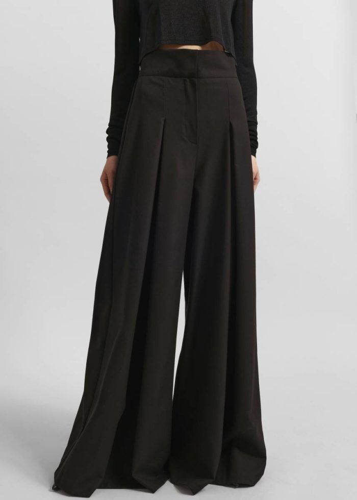 Bottoms Hemer Pleated Wide Leg Trousers - Black The Frankie Shop Women Black