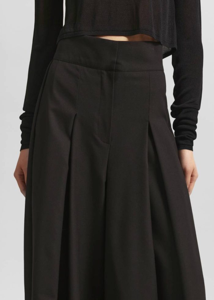 Bottoms Hemer Pleated Wide Leg Trousers - Black The Frankie Shop Women Black