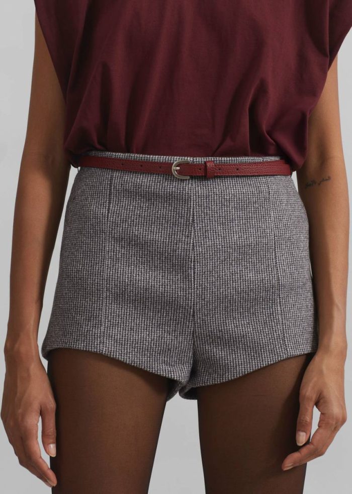 Bottoms Mevra Houndstooth Hot Pants - Grey Grey The Frankie Shop Women