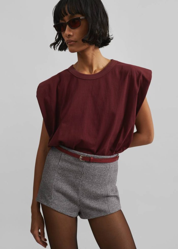 Bottoms Mevra Houndstooth Hot Pants - Grey Grey The Frankie Shop Women