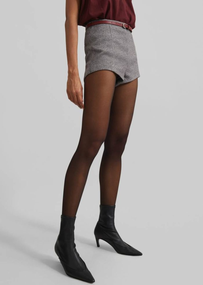 Bottoms Mevra Houndstooth Hot Pants - Grey Grey The Frankie Shop Women