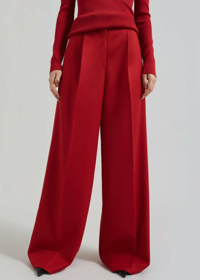 Bottoms Red The Frankie Shop Kamila Wide Leg Trousers - Red Women