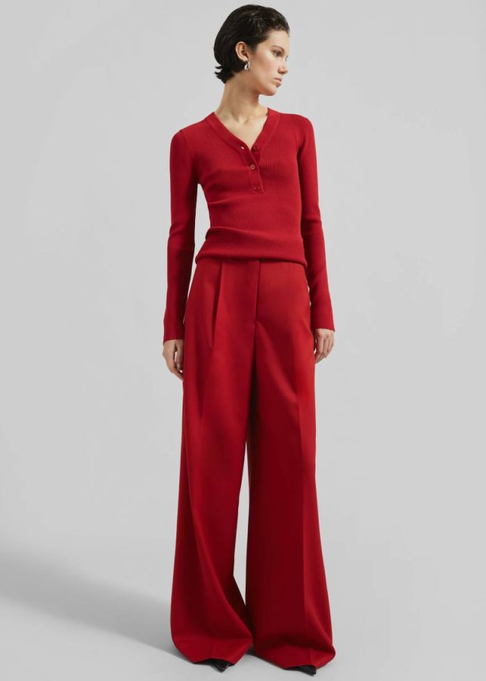 Bottoms Red The Frankie Shop Kamila Wide Leg Trousers - Red Women