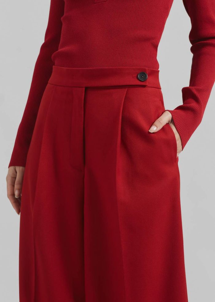Bottoms Red The Frankie Shop Kamila Wide Leg Trousers - Red Women