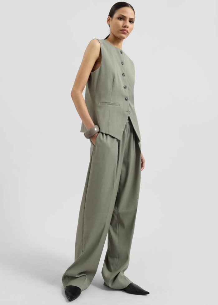 Bottoms Samsøe Samsøe Julia Trousers - Vetiver Women The Frankie Shop Green