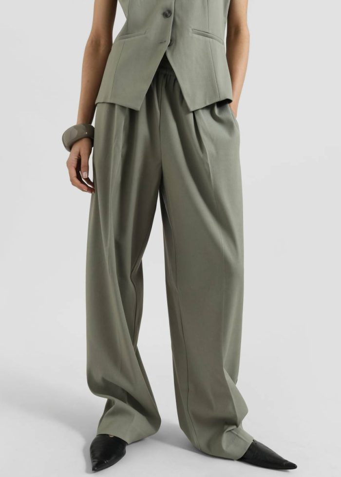 Bottoms Samsøe Samsøe Julia Trousers - Vetiver Women The Frankie Shop Green
