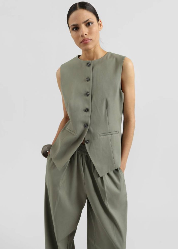 Bottoms Samsøe Samsøe Julia Trousers - Vetiver Women The Frankie Shop Green