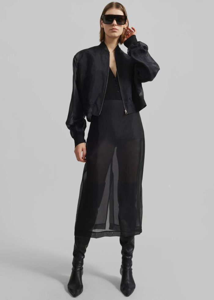 Bottoms The Frankie Shop Black Peri Sheer Midi Skirt - Black Women