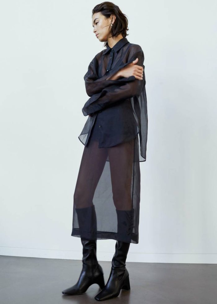 Bottoms The Frankie Shop Black Peri Sheer Midi Skirt - Black Women