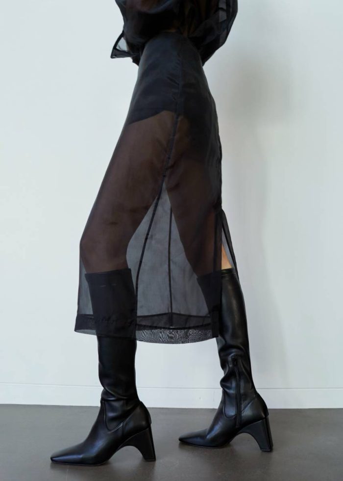 Bottoms The Frankie Shop Black Peri Sheer Midi Skirt - Black Women