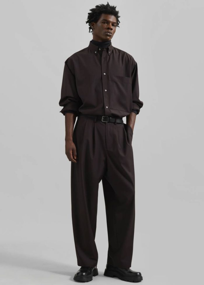 Bottoms The Frankie Shop Dalton Wool Blend Trousers - Brown Men Brown