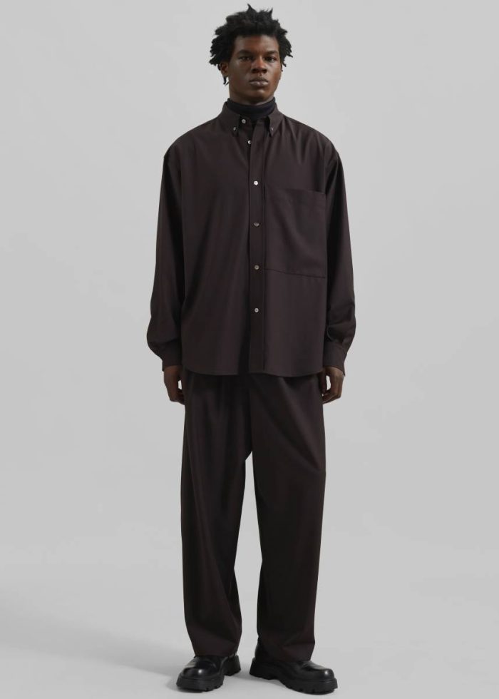 Bottoms The Frankie Shop Dalton Wool Blend Trousers - Brown Men Brown