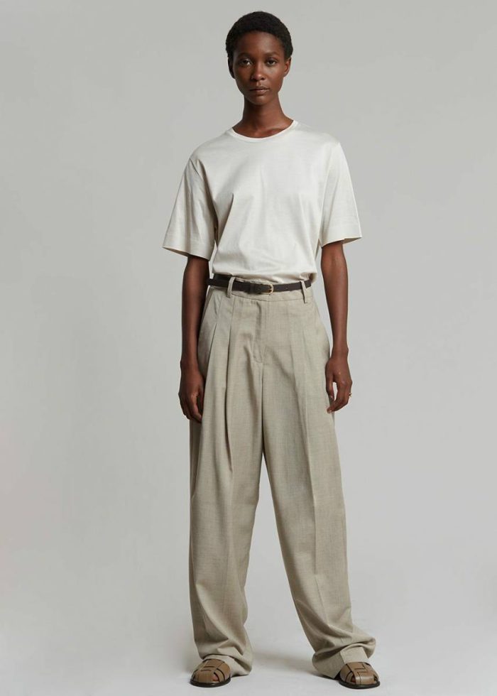 Bottoms The Frankie Shop Gelso Pleated Trousers - Light Taupe Melange Women Beige