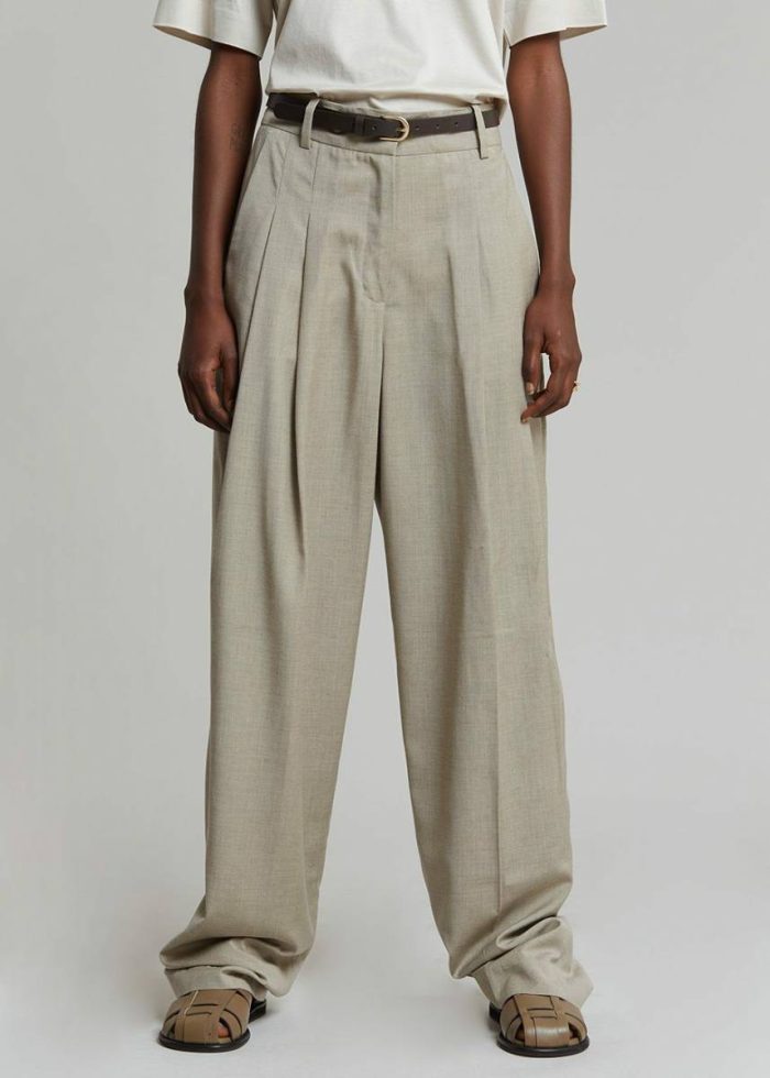 Bottoms The Frankie Shop Gelso Pleated Trousers - Light Taupe Melange Women Beige