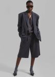 Bottoms The Frankie Shop Women Grey Wilma Pleated Bermuda Shorts - Charcoal