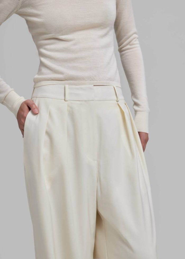 Bottoms White Ripley Pleated Trousers - Ivory The Frankie Shop Women