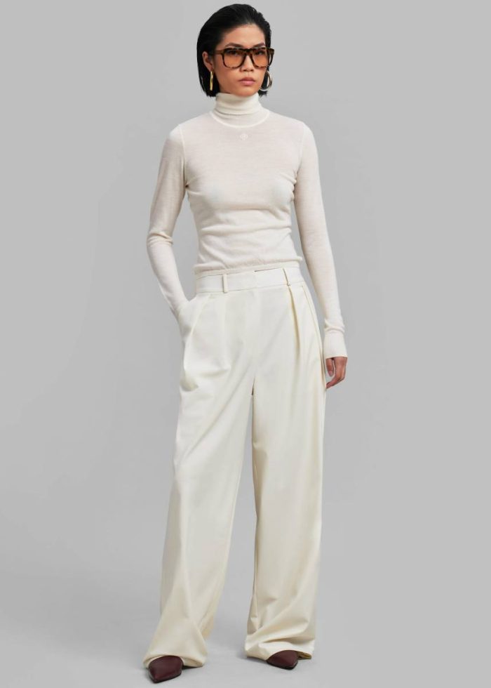 Bottoms White Ripley Pleated Trousers - Ivory The Frankie Shop Women