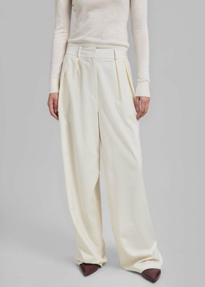Bottoms White Ripley Pleated Trousers - Ivory The Frankie Shop Women